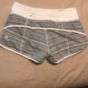 Lululemon Gray & White Speed Running Shorts